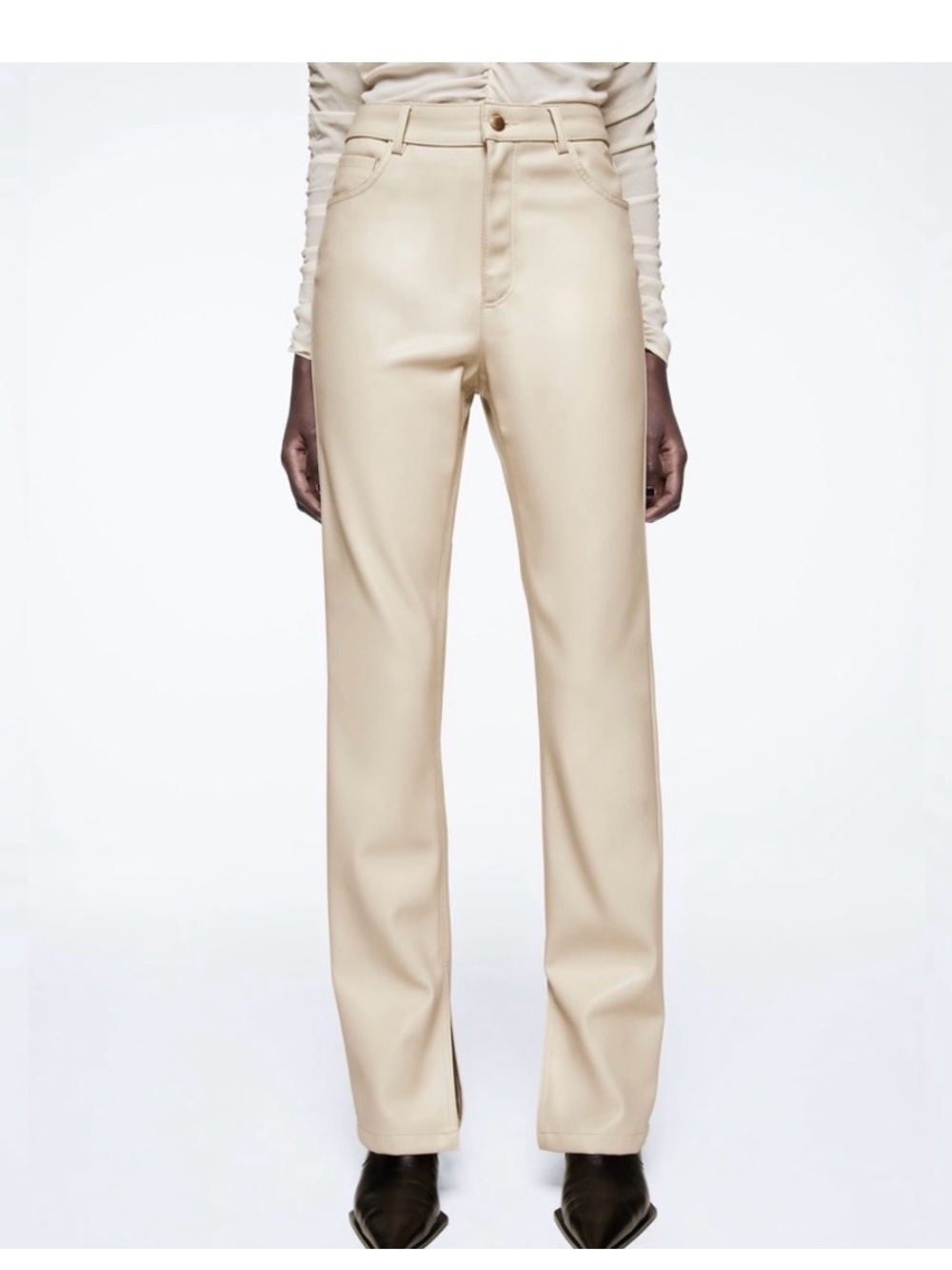Zara Cream High-Rise Trousers